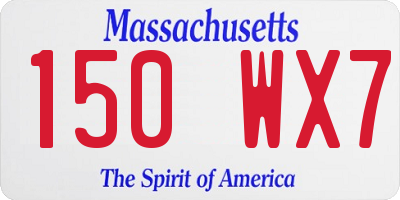 MA license plate 150WX7