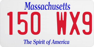 MA license plate 150WX9