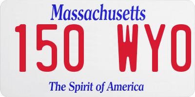 MA license plate 150WY0