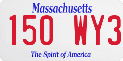 MA license plate 150WY3