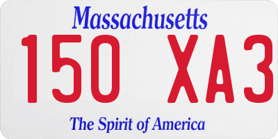 MA license plate 150XA3
