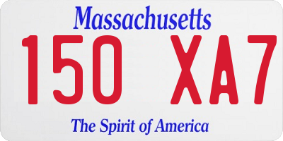 MA license plate 150XA7