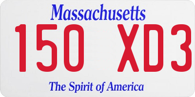 MA license plate 150XD3