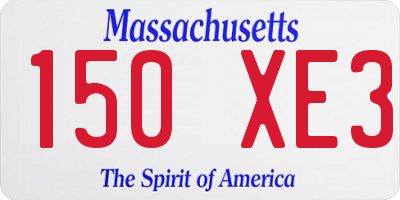 MA license plate 150XE3