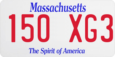 MA license plate 150XG3
