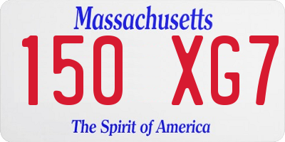 MA license plate 150XG7