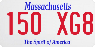 MA license plate 150XG8