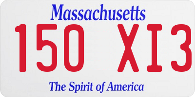 MA license plate 150XI3