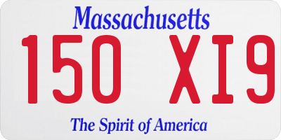 MA license plate 150XI9