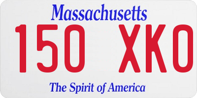 MA license plate 150XK0