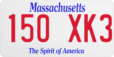 MA license plate 150XK3