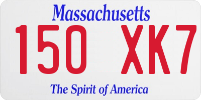 MA license plate 150XK7