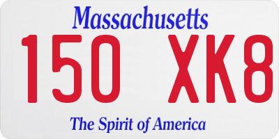 MA license plate 150XK8