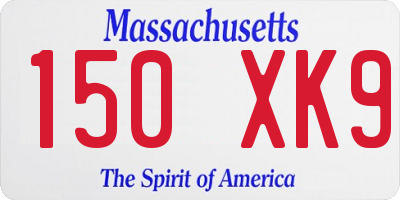 MA license plate 150XK9