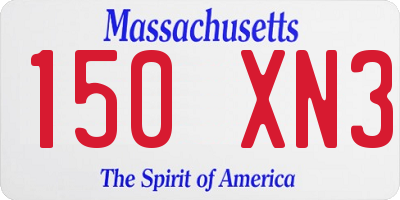 MA license plate 150XN3