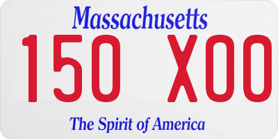 MA license plate 150XO0