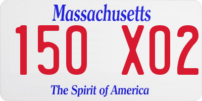 MA license plate 150XO2