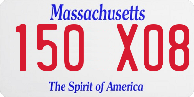 MA license plate 150XO8