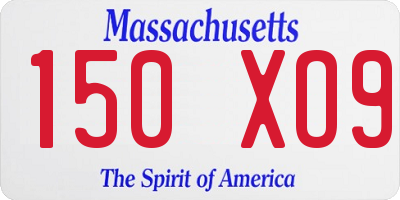 MA license plate 150XO9