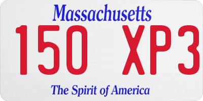MA license plate 150XP3