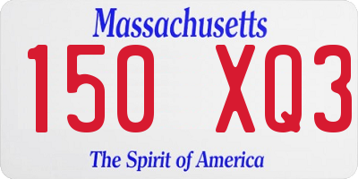MA license plate 150XQ3