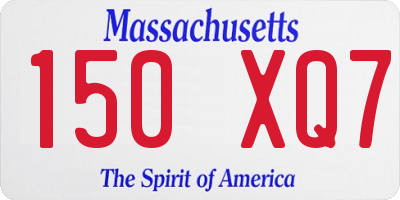 MA license plate 150XQ7