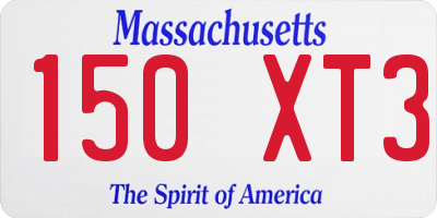 MA license plate 150XT3