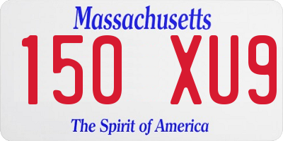 MA license plate 150XU9
