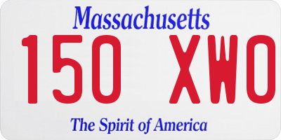 MA license plate 150XW0