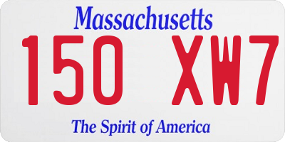MA license plate 150XW7