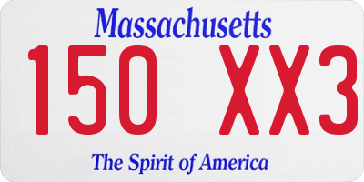 MA license plate 150XX3