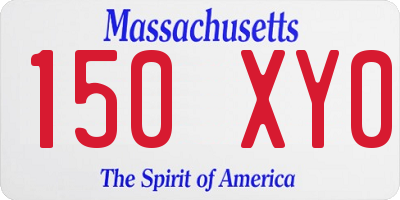 MA license plate 150XY0
