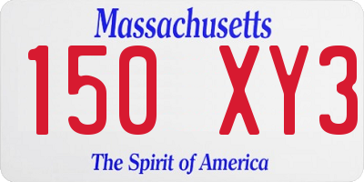 MA license plate 150XY3