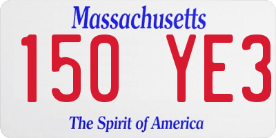 MA license plate 150YE3