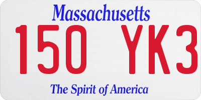 MA license plate 150YK3