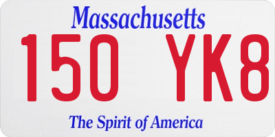 MA license plate 150YK8