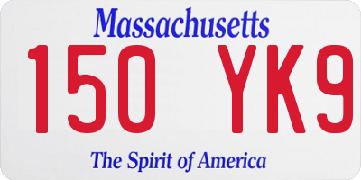 MA license plate 150YK9