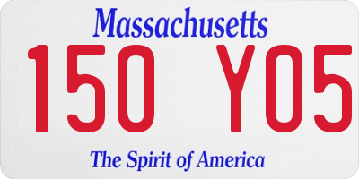 MA license plate 150YO5