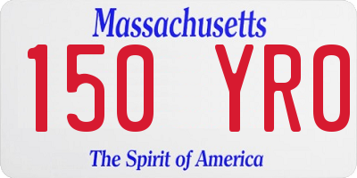 MA license plate 150YR0