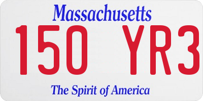 MA license plate 150YR3