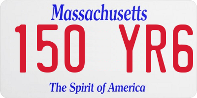 MA license plate 150YR6