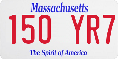 MA license plate 150YR7