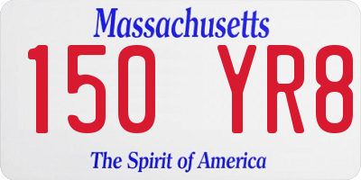 MA license plate 150YR8
