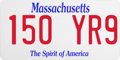MA license plate 150YR9