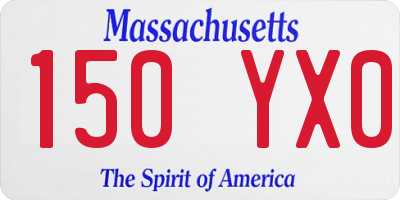 MA license plate 150YX0