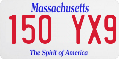 MA license plate 150YX9