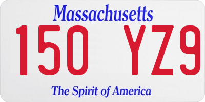 MA license plate 150YZ9