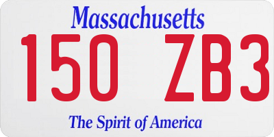 MA license plate 150ZB3
