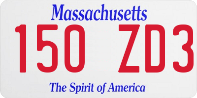 MA license plate 150ZD3
