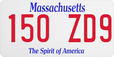 MA license plate 150ZD9